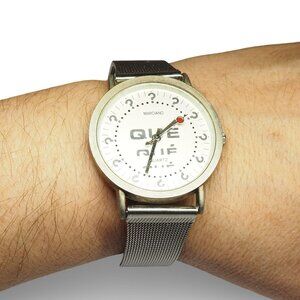 Marciano‎ (Guess) Que Vintage Mesh Band Unisex Watch- Silver - Needs Battery
